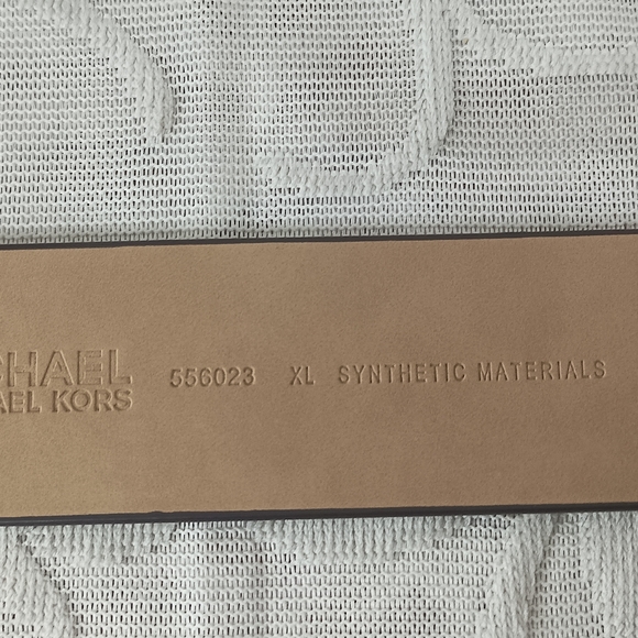 Authentic Michael Kors Womens Gold MK Buckle Belt Light Brown Signature Belt - Picture 6 of 14